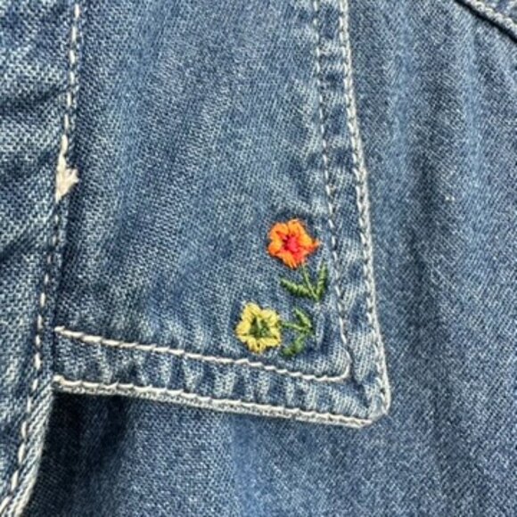 Vintage Embroidered Denim Button Up Shirt Women's Size 18W 20W Fall Harvest Cute - Picture 3 of 8